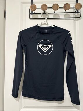 Roxy Black Long-Sleeve Logo Rash Guard